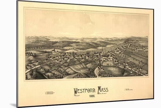 Westford, Massachusetts - Panoramic Map-Lantern Press-Mounted Art Print
