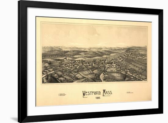 Westford, Massachusetts - Panoramic Map-Lantern Press-Framed Premium Giclee Print