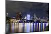 Westhafen Tower in the Direction of Banking District at Night, Frankfurt, Hessen, Germany, Europe-Axel Schmies-Mounted Photographic Print