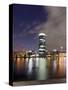 Westhafen Tower in the Direction of Banking District at Night, Frankfurt, Hessen, Germany, Europe-Axel Schmies-Stretched Canvas