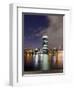 Westhafen Tower in the Direction of Banking District at Night, Frankfurt, Hessen, Germany, Europe-Axel Schmies-Framed Photographic Print