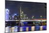 Westhafen Tower in the Direction of Financial District by Night, Frankfurt, Hesse, Germany, Europe-Axel Schmies-Mounted Photographic Print