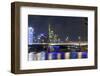 Westhafen Tower in the Direction of Financial District by Night, Frankfurt, Hesse, Germany, Europe-Axel Schmies-Framed Photographic Print