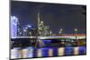 Westhafen Tower in the Direction of Financial District by Night, Frankfurt, Hesse, Germany, Europe-Axel Schmies-Mounted Photographic Print