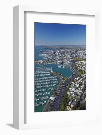 Westhaven Marina and Central Business District, Auckland, North Island, New Zealand-David Wall-Framed Photographic Print