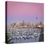 Westhaven Marina and City Skyline Illuminated at Dusk, Waitemata Harbour, Auckland, New Zealand-Doug Pearson-Stretched Canvas