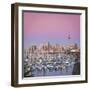 Westhaven Marina and City Skyline Illuminated at Dusk, Waitemata Harbour, Auckland, New Zealand-Doug Pearson-Framed Photographic Print