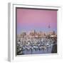 Westhaven Marina and City Skyline Illuminated at Dusk, Waitemata Harbour, Auckland, New Zealand-Doug Pearson-Framed Photographic Print