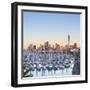 Westhaven Marina and City Skyline Illuminated at Sunset-Doug Pearson-Framed Photographic Print