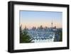 Westhaven Marina and City Skyline Illuminated at Sunset-Doug Pearson-Framed Photographic Print