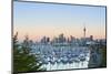 Westhaven Marina and City Skyline Illuminated at Sunset-Doug Pearson-Mounted Photographic Print