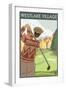 Westlake Village, California - Golfing Scene-Lantern Press-Framed Art Print