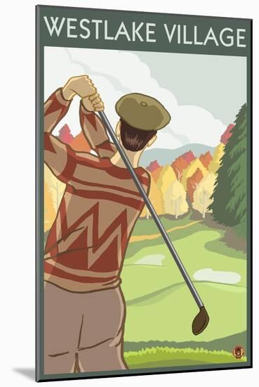 Westlake Village, California - Golfing Scene-Lantern Press-Mounted Art Print