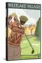 Westlake Village, California - Golfing Scene-Lantern Press-Stretched Canvas