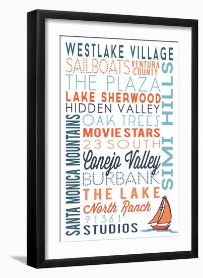 Westlake Village, California - Typography-Lantern Press-Framed Art Print