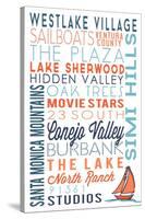 Westlake Village, California - Typography-Lantern Press-Stretched Canvas