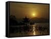 Westlake with Chineese Pavillon During Sunset, China-Ryan Ross-Framed Stretched Canvas