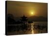 Westlake with Chineese Pavillon During Sunset, China-Ryan Ross-Stretched Canvas