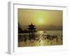 Westlake with Chineese Pavillon During Sunset, China-Ryan Ross-Framed Photographic Print