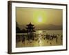 Westlake with Chineese Pavillon During Sunset, China-Ryan Ross-Framed Photographic Print