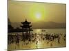 Westlake with Chineese Pavillon During Sunset, China-Ryan Ross-Mounted Photographic Print