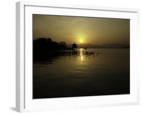 Westlake with Chineese Pavillon During Sunset, China-Ryan Ross-Framed Photographic Print