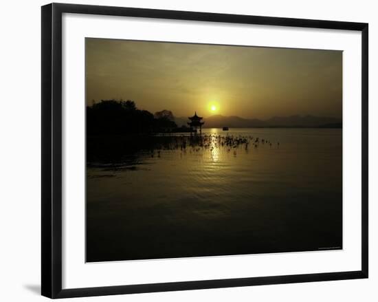 Westlake with Chineese Pavillon During Sunset, China-Ryan Ross-Framed Photographic Print