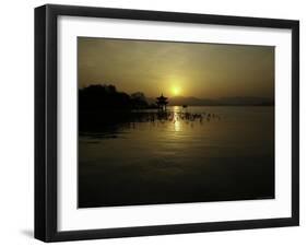 Westlake with Chineese Pavillon During Sunset, China-Ryan Ross-Framed Photographic Print