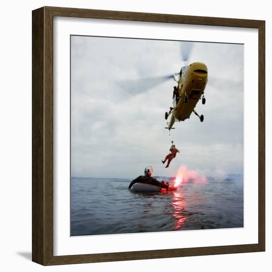 Westland Whirlwind Helicopter Making a Rescue, 1973-Michael Walters-Framed Photographic Print