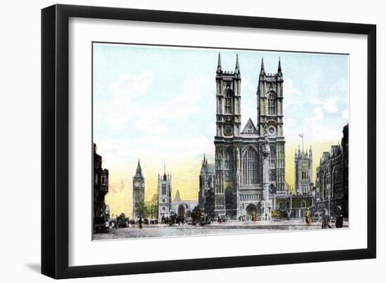 Westminster Abbey and Big Ben, London, 20th Century-null-Framed Giclee Print