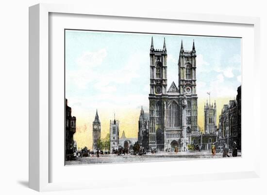 Westminster Abbey and Big Ben, London, 20th Century-null-Framed Giclee Print