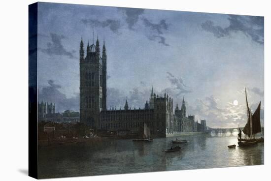 Westminster Abbey and the Houses of Parliament-Henry Pether-Stretched Canvas