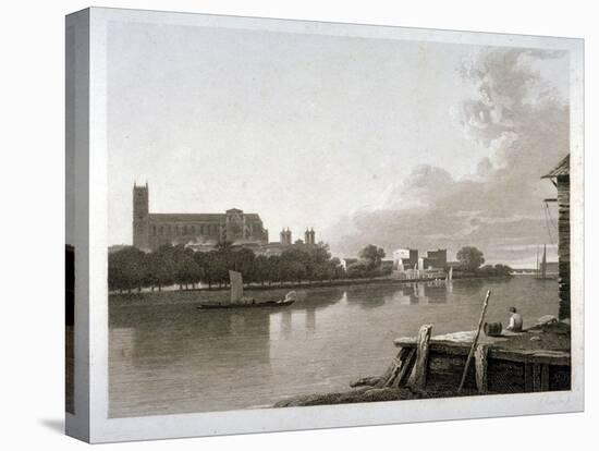 Westminster Abbey from the Opposite Side of River Thames, London, C1800-Samuel Rawle-Stretched Canvas