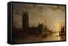 Westminster Abbey, the Houses of Parliament with the Construction of Westminster Bridge, 1859-Henry Pether-Framed Stretched Canvas