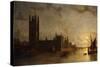 Westminster Abbey, the Houses of Parliament with the Construction of Westminster Bridge, 1859-Henry Pether-Stretched Canvas