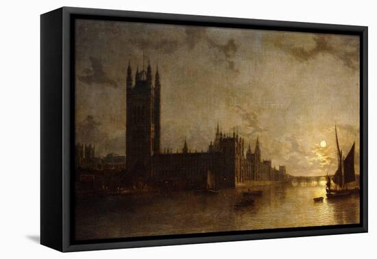 Westminster Abbey, the Houses of Parliament with the Construction of Westminster Bridge, 1859-Henry Pether-Framed Stretched Canvas