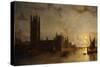 Westminster Abbey, The Houses of Parliament with the Construction of Westminster Bridge-Henry Pether-Stretched Canvas