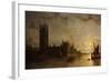 Westminster Abbey, The Houses of Parliament with the Construction of Westminster Bridge-Henry Pether-Framed Giclee Print