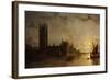 Westminster Abbey, The Houses of Parliament with the Construction of Westminster Bridge-Henry Pether-Framed Giclee Print