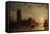 Westminster Abbey, The Houses of Parliament with the Construction of Westminster Bridge-Henry Pether-Framed Stretched Canvas