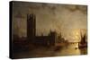 Westminster Abbey, The Houses of Parliament with the Construction of Westminster Bridge-Henry Pether-Stretched Canvas
