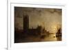 Westminster Abbey, The Houses of Parliament with the Construction of Westminster Bridge-Henry Pether-Framed Giclee Print