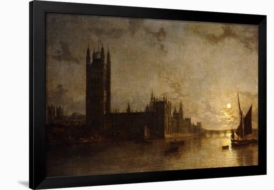 Westminster Abbey, The Houses of Parliament with the Construction of Westminster Bridge-Henry Pether-Framed Giclee Print