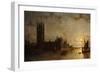 Westminster Abbey, The Houses of Parliament with the Construction of Westminster Bridge-Henry Pether-Framed Giclee Print