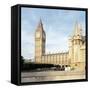 Westminster and Big Ben with Millennium Wheel in the background-null-Framed Stretched Canvas