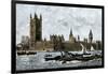 Westminster and the Houses of Parliament from the Thames, 1800s-null-Framed Giclee Print