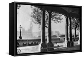 Westminster Bridge and Big Ben from the Terrace of St Thomas's Hospital, 1926-1927-null-Framed Stretched Canvas