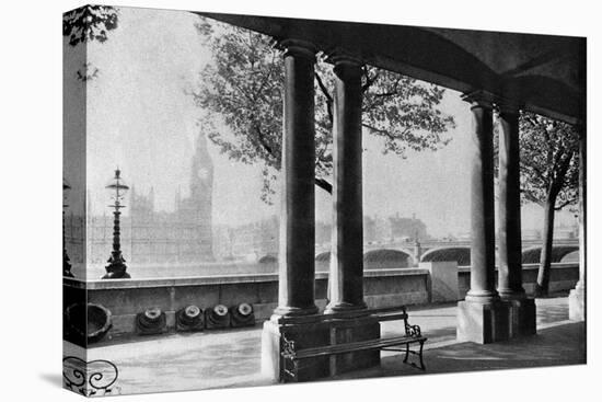 Westminster Bridge and Big Ben from the Terrace of St Thomas's Hospital, 1926-1927-null-Stretched Canvas