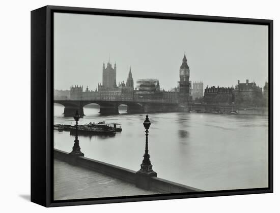 Westminster Bridge and the Palace of Westminster with Big Ben, London, 1934-null-Framed Stretched Canvas