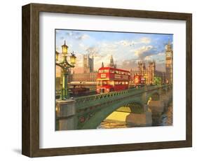 Westminster Bridge Buses-Dominic Davison-Framed Art Print